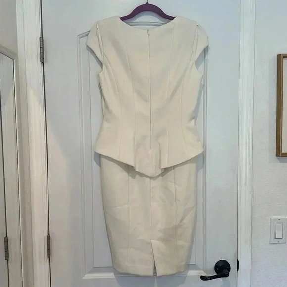 Zara White Peplum Cap Sleeve Midi Dress Sz M - Picture 7 of 13